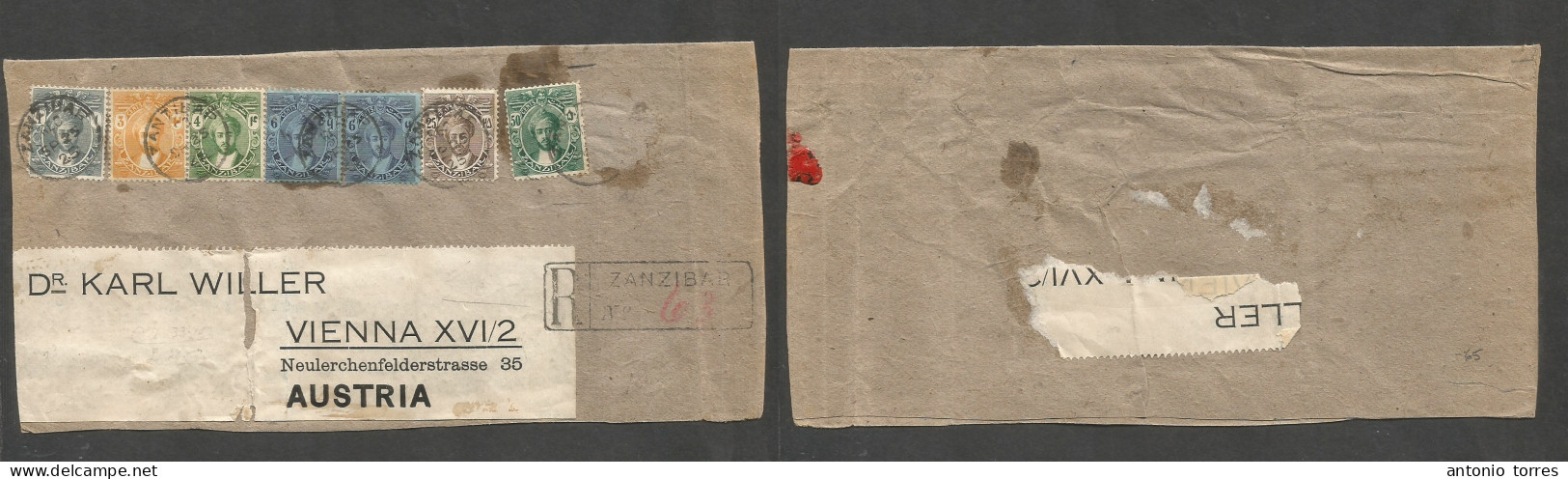 Bc - Zanzibar. 1925 (25 Sept) GPO - Austria, Registered Multifkd Package Wrapper, Tied Cds + R-cachet. - Other & Unclassified