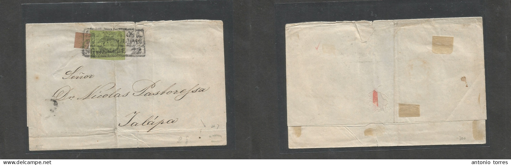 Mexico. C. 1861. Tamaulipas - Jalapa. E Fkd 1 Real Green 1861, Tampico Name + 8rs Guadinseat, Tied Box Nov 22 Town D.s. - Mexique