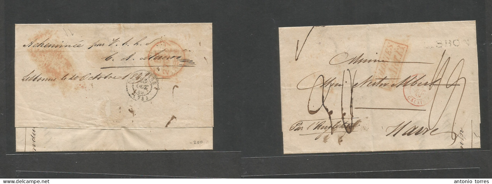 Portugal - Stampless. 1840 (6 Oct) Madeira - France, Havre (29 Oct) E. Forwarded At LISBON, Reverse Signed 20 Oct By CA - Other & Unclassified