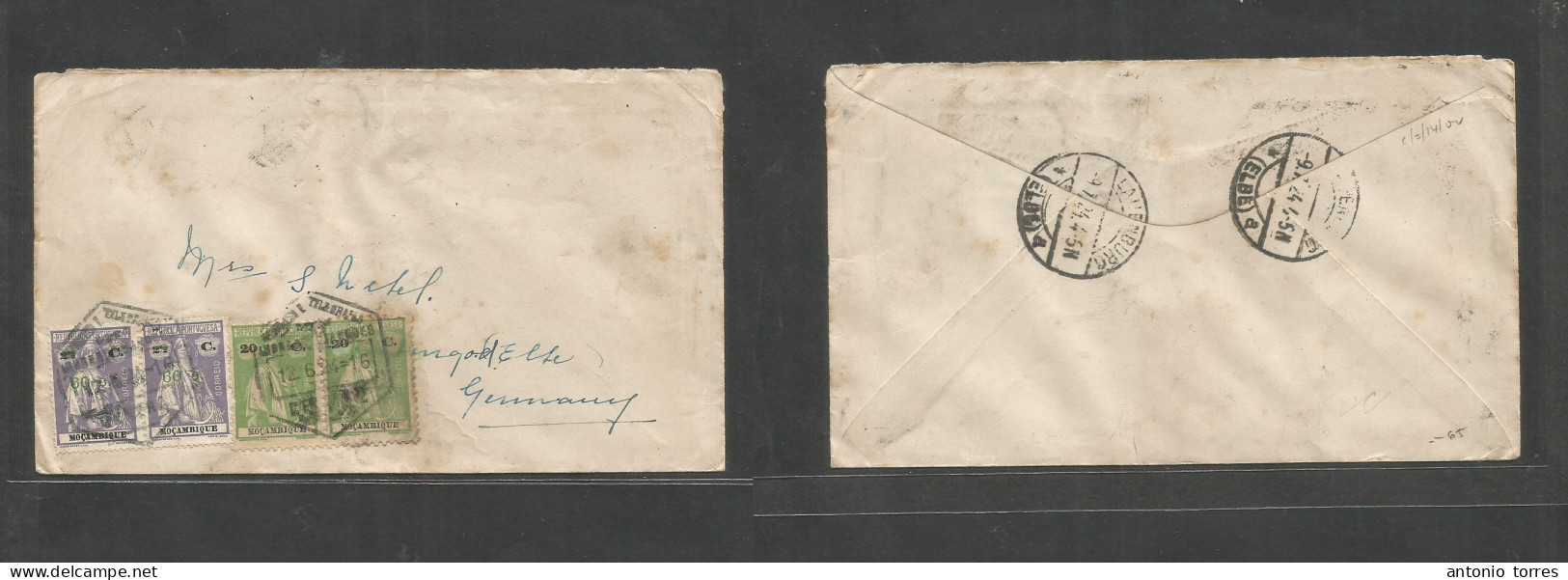 Portugal-Mozambique. 1924 (12 June) L. Marques - Germany, Lauenburg, Elbe (9 July) Multifkd Ceres Issue Envelope Tied He - Other & Unclassified