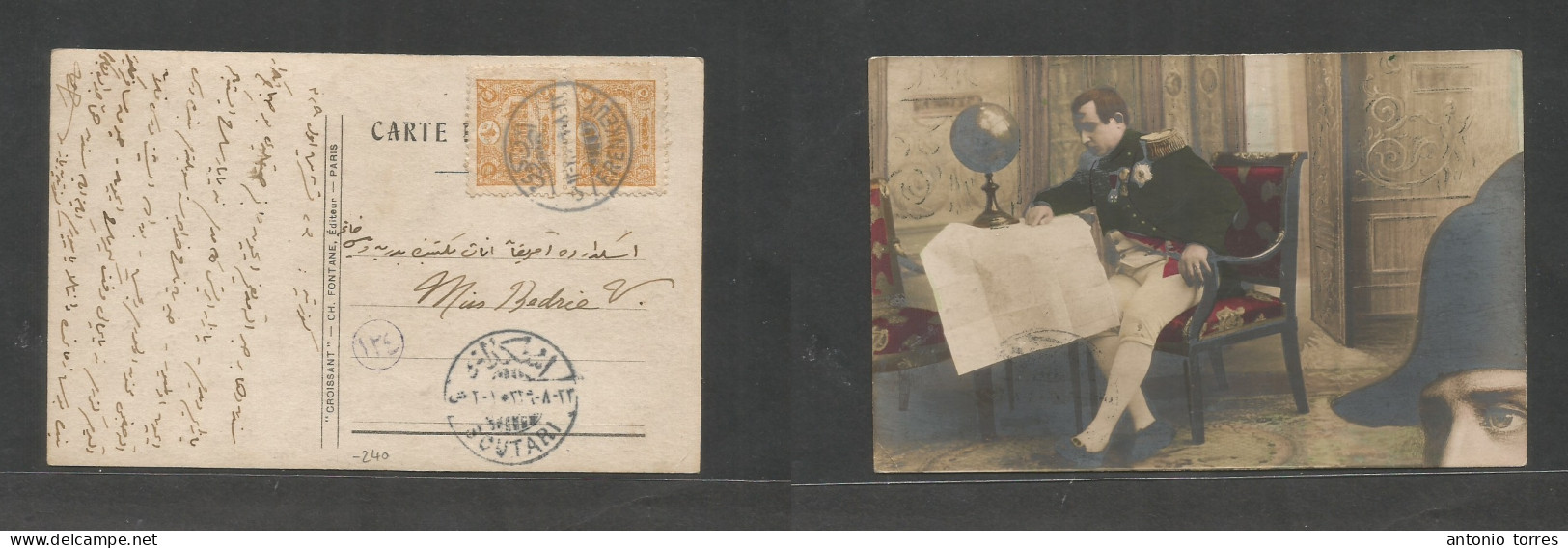 Turkey. C. 1912. Cyprus, Erenkeny - Sutari, Albania. Fkd Napoleon Photo Ppc, Neat Depart Bilingual Cds + Arrival Alongsi - Other & Unclassified