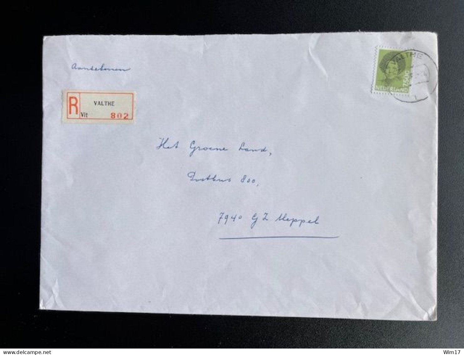 NETHERLANDS 1992 REGISTERED LETTER VALTHE TO MEPPEL NEDERLAND AANGETEKEND - Briefe U. Dokumente