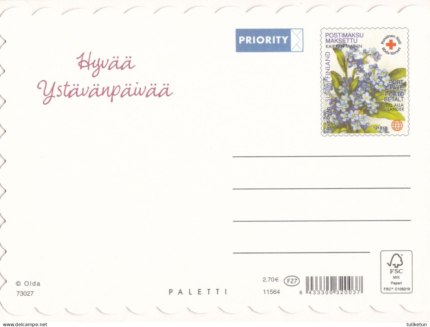 Cat - Kitten - Red Cross - Postal Stationery - Suomi Finland - Postage Paid - Enteros Postales