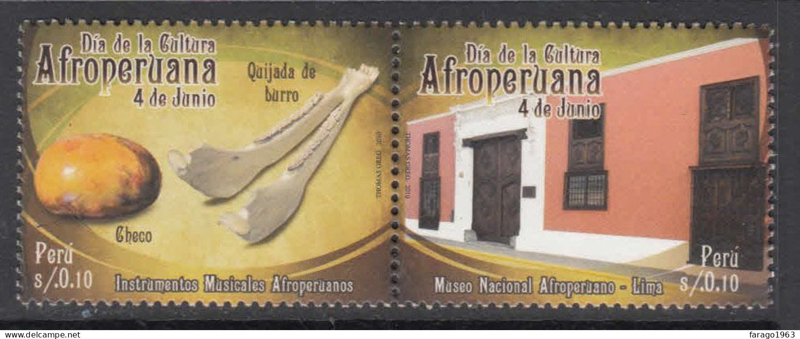 2010 Peru Afro-Peruvian Culture Food Cuisine Complete Pair MNH - Pérou