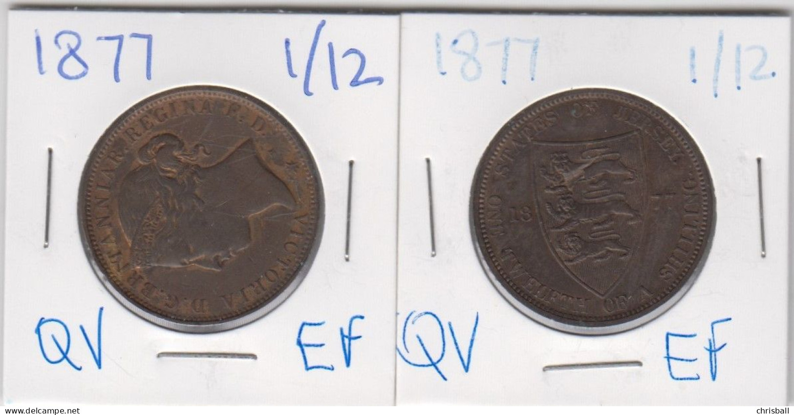 Jersey 1877 Coin Queen Victoria One Twelfth Of A Shilling 1/12 - Condition Extra Fine - Jersey