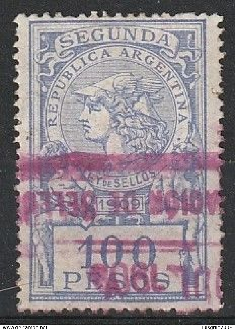 Fiscaux / Revenue, Argentina 1909 - Segunda. Ley De Sellos -|- 100 Pesos - Oficiales