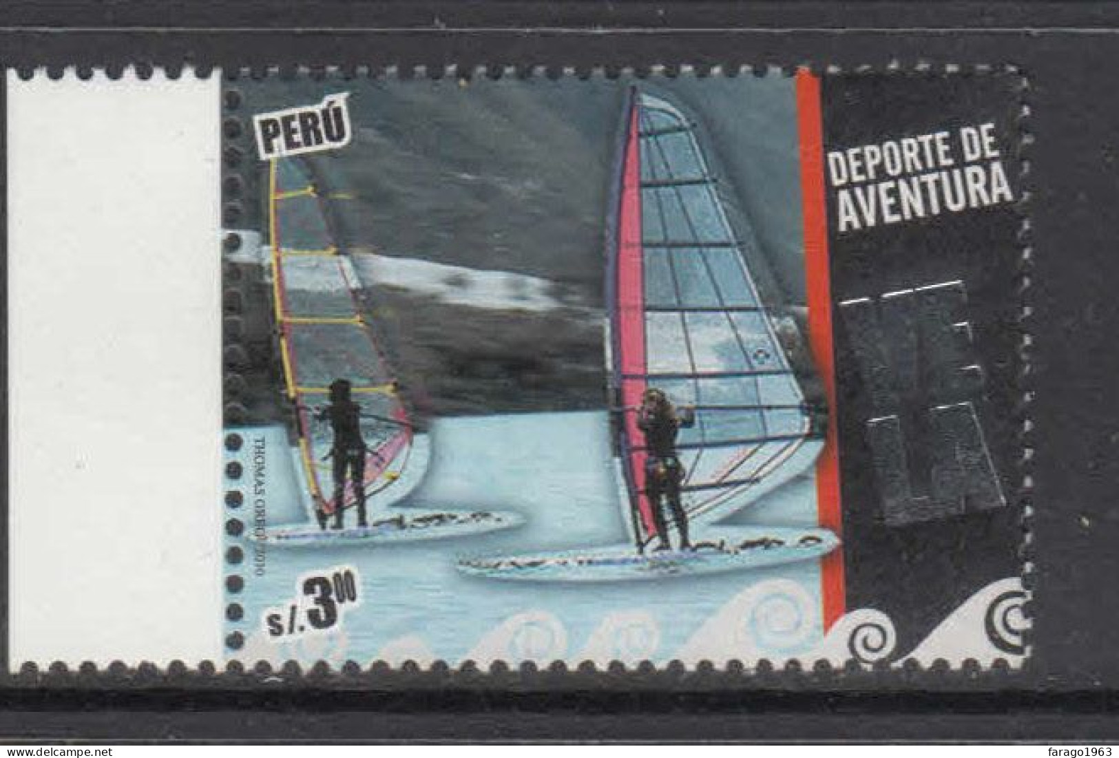 2010 Peru Windsurfing SILVER Complete Set Of 1 MNH - Pérou