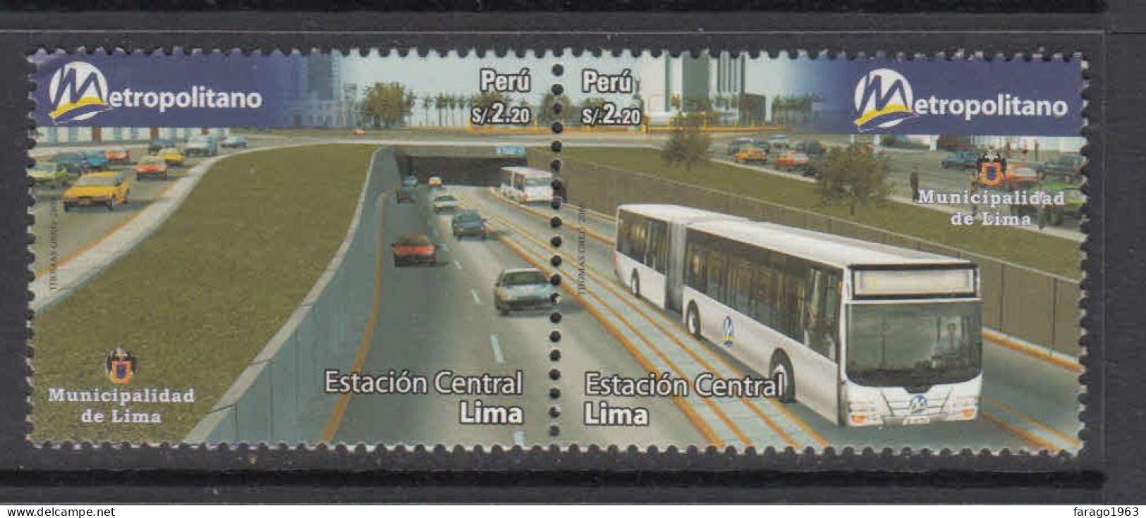 2010 Peru Lima Bus Station Public Transport Complete Pair MNH - Pérou