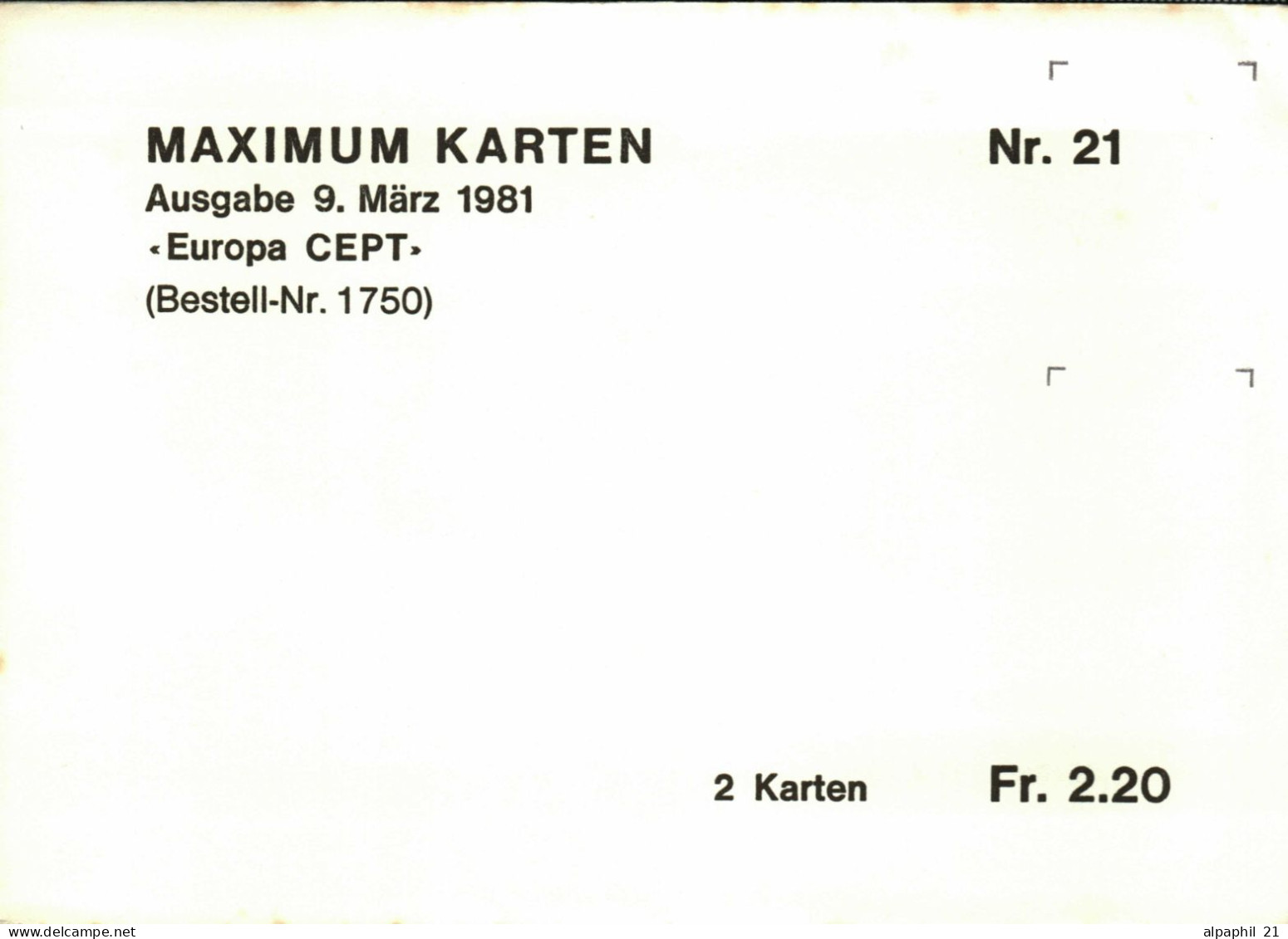 Liechtenstein 1980 Maximum-Karten X2 Nr. 21 - Usados