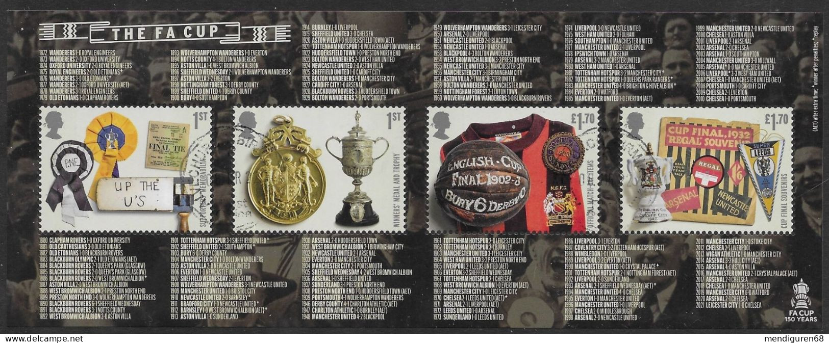 GROSSBRITANNIEN GRANDE BRETAGNE GB 2022 M/S THE FA CUP USED SG MS4642 MI B4933-36 YT F5332-35 SN SH4209 - Used Stamps