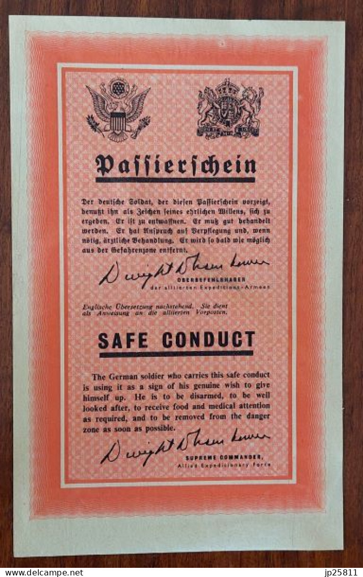 Passierschein - Safe Conduct Pass  1944 WW2 - Autres & Non Classés