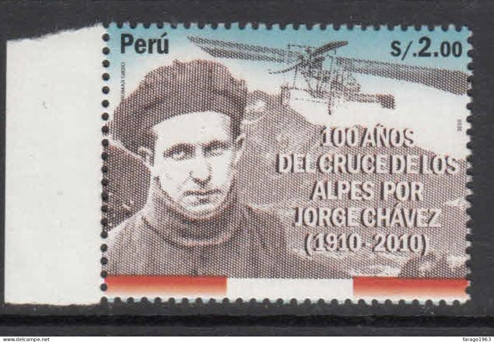 2010 Peru Jorge Chavez Aviation Complete Set Of 1 MNH - Peru