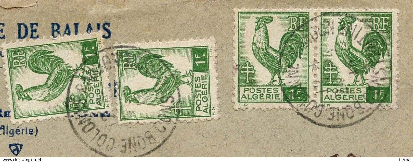 ALGERIE COQ OBL  COLONNE RANDON BONE - Lettres & Documents