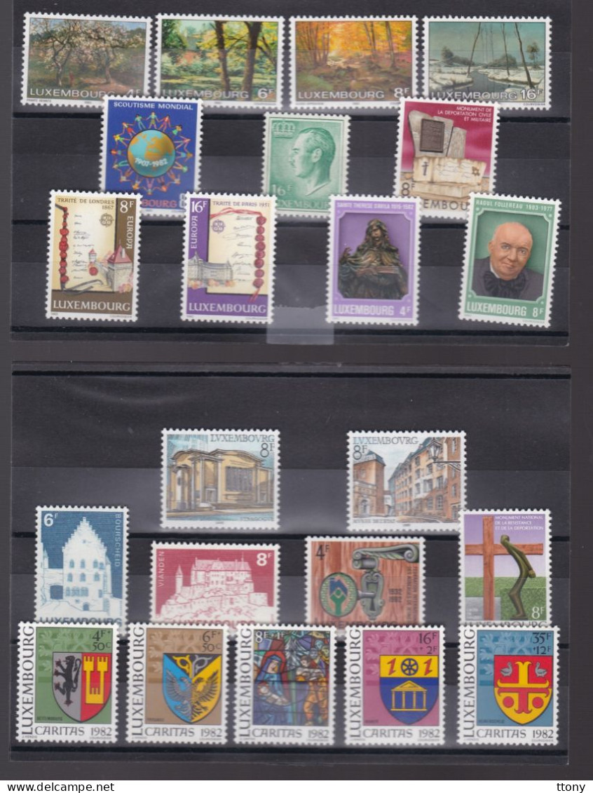 22 Timbres **   Luxembourg  Année Complète   1982   N° 996 à 1017   ( Cote  23 Euros ) - Ungebraucht