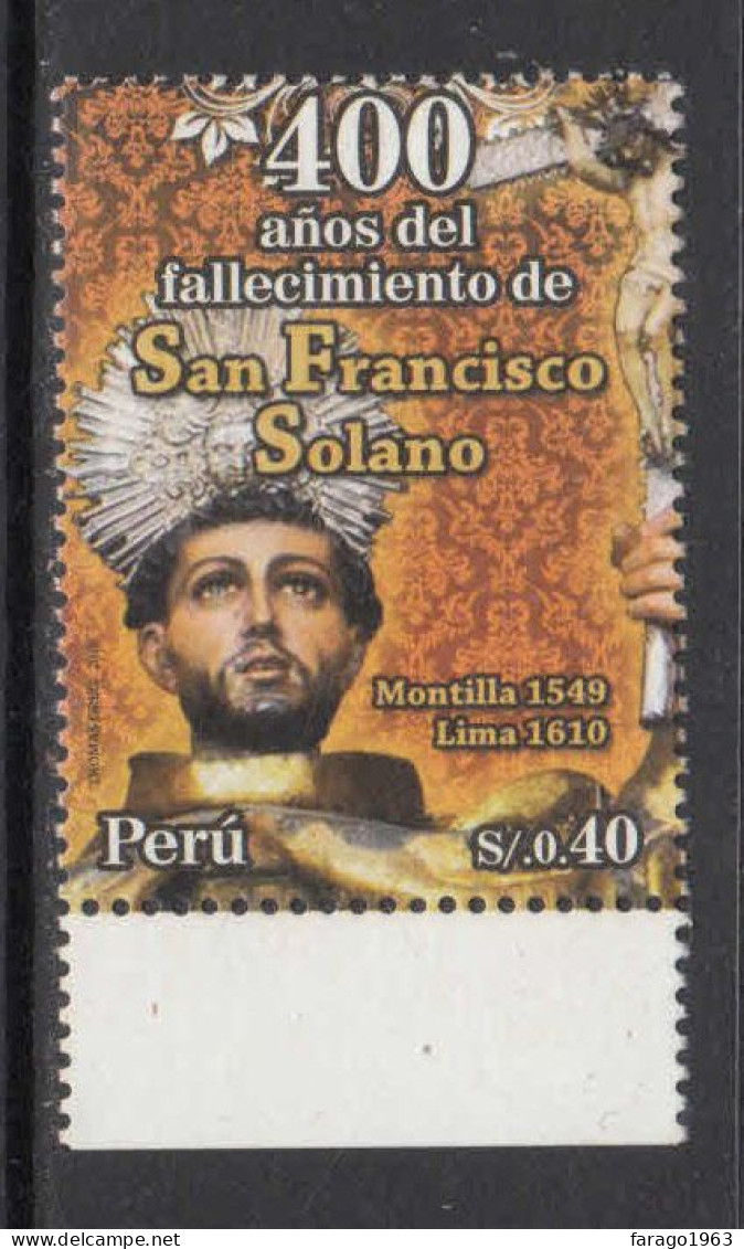 2010 Peru St. Francis Solano Complete Set Of 1 MNH - Pérou