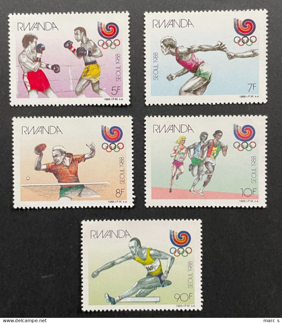 RWANDA 1988 - NEUF**/MNH LUXE - Série Complète Mi 1393 / 1397 - 1328 / 1332 - JEUX OLYMPIQUES SEOUL - Unused Stamps