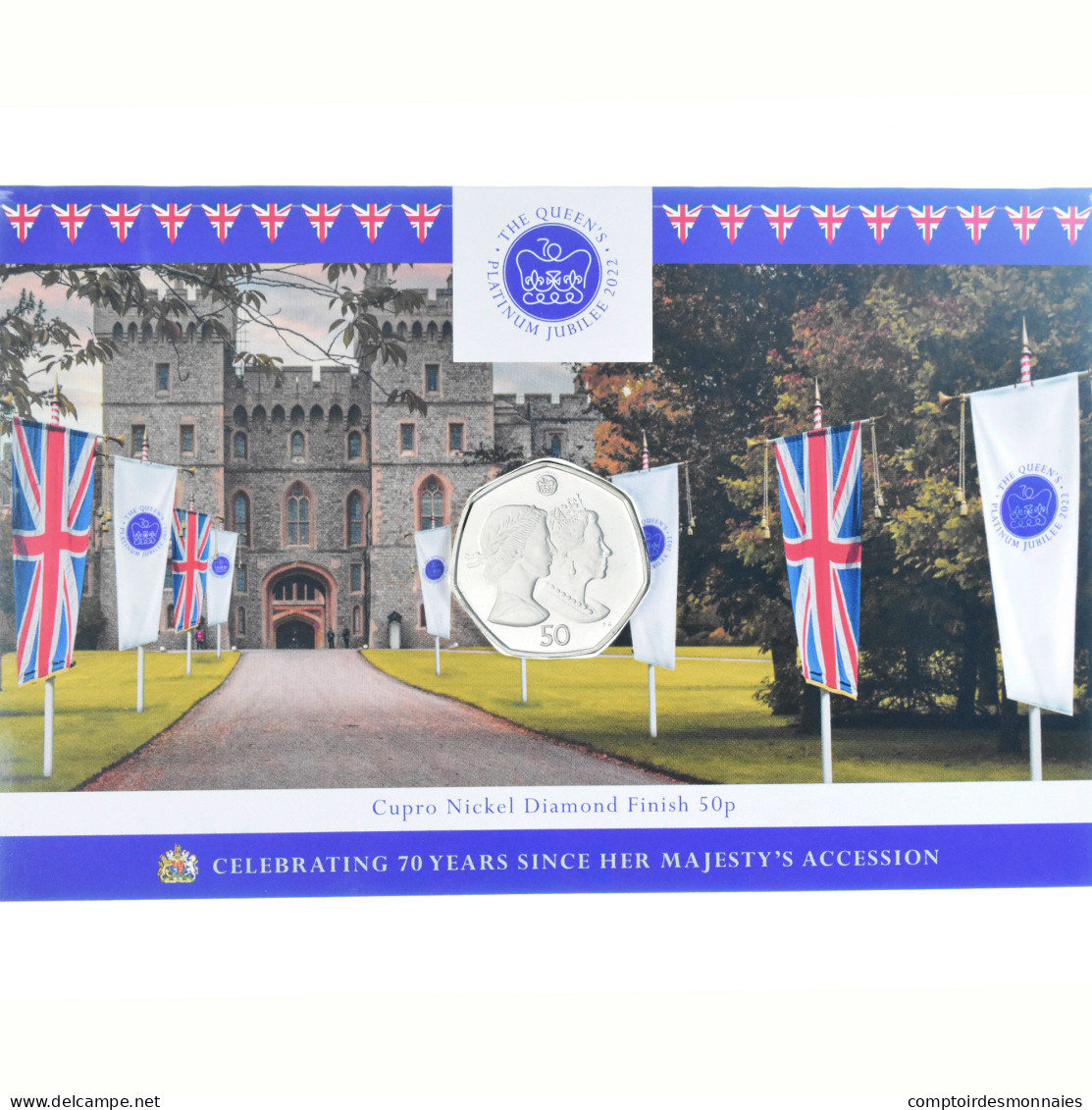 Monnaie, Îles Falkland, 50 Pence, 2022, Platinum Jubilee.FDC, FDC, Cupronickel - Falklandinseln