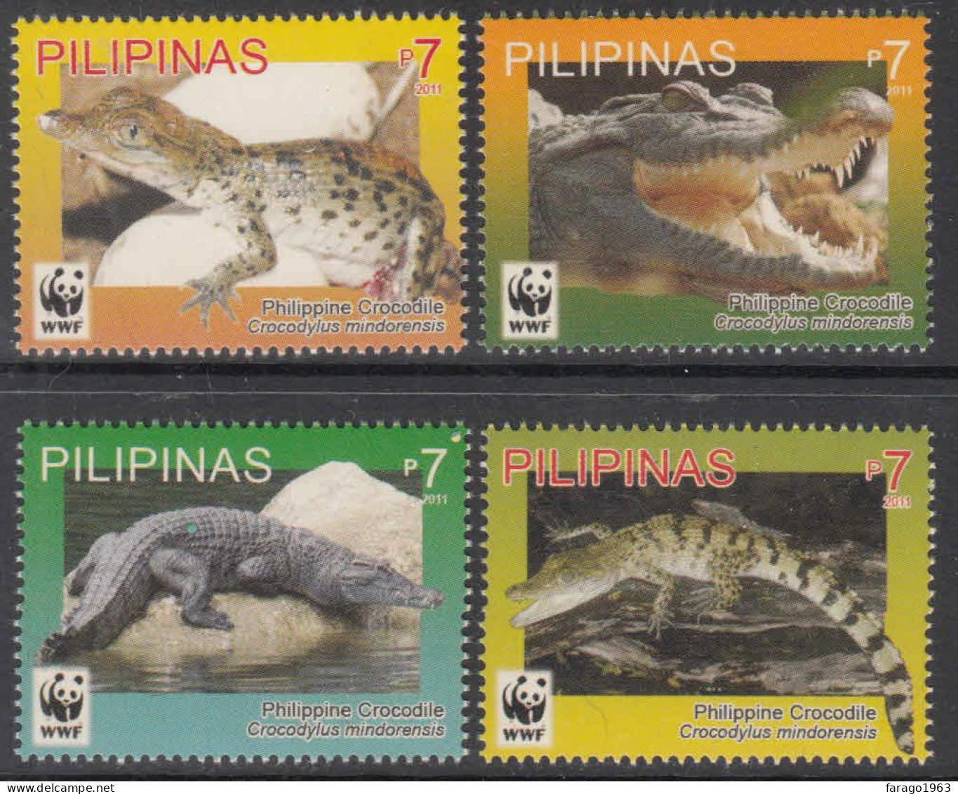 2011 Philippines WWF Crocodiles Complete Set Of 4 MNH - Filipinas