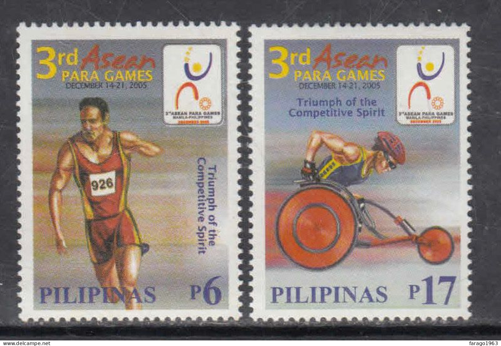 2005 Philippines 3rd PARA Games Complete Set Of 2 MNH - Filippijnen