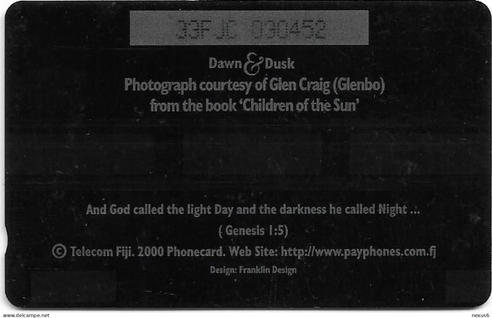 Fiji - Tel. Fiji - Dawn To Dusk - Beach At Sunset - 33FJC - 2000, 5$, Used - Fidji