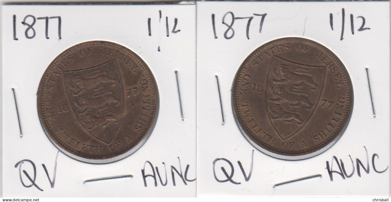 Jersey 1877 Coin Queen Victoria One Twelfth Of A Shilling 1/12 - Condition Aunc - Jersey