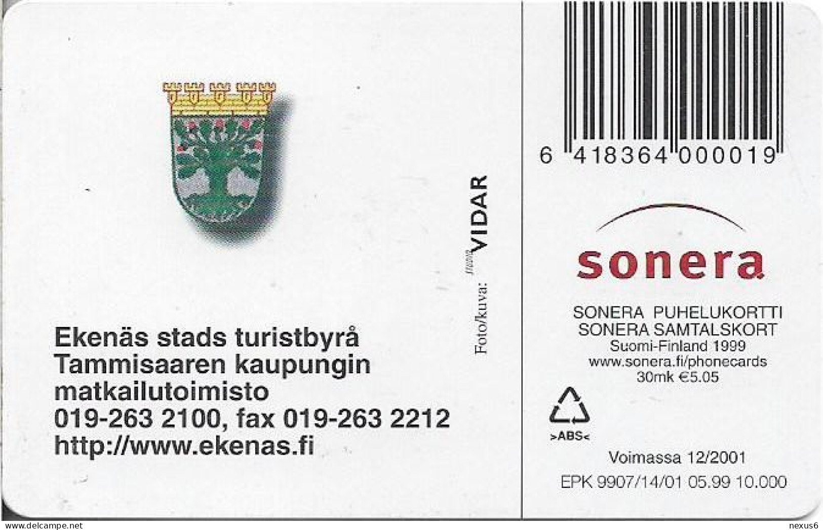 Finland - Sonera (Chip) - D Series - Ekenäs, Tammisaari, Chip GD04, 05.1999, 30U, 10.000ex, Used - Finland