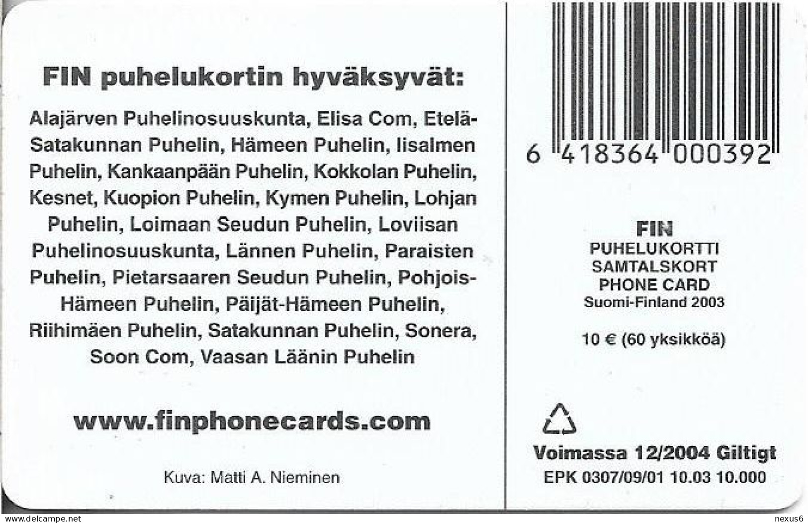 Finland - FIN (Chip) - D26 - Hilla, Cloudberry, 10.2003, 10€, 10.000ex, Used - Finlandia