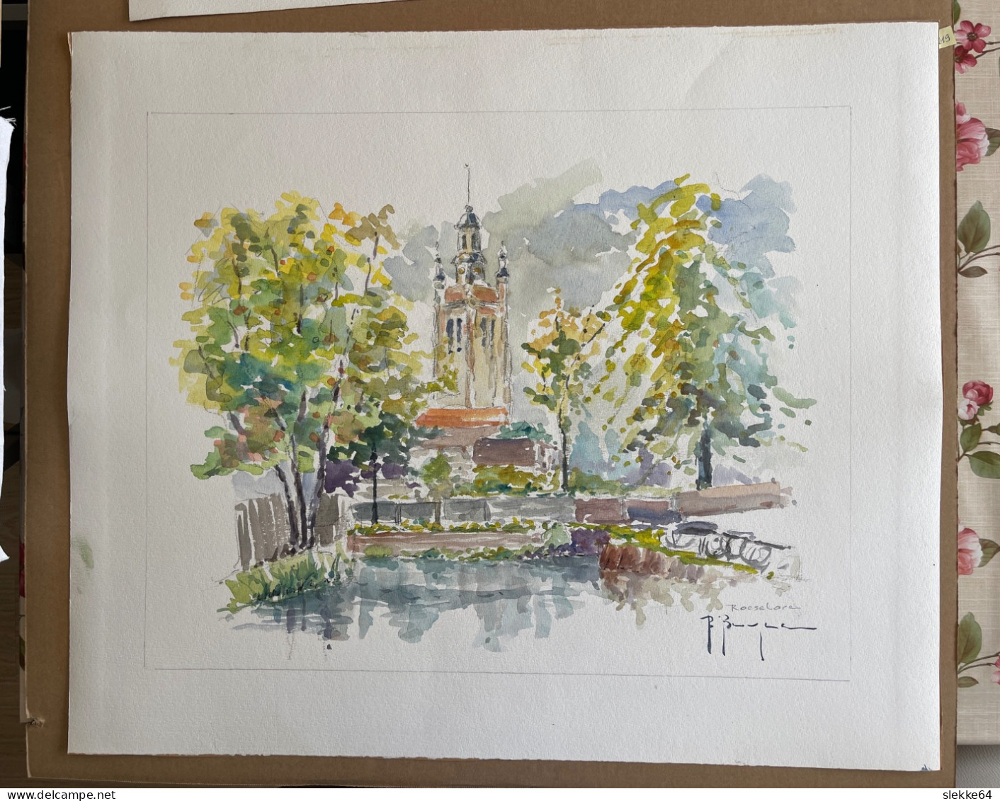 Roeselare: Aquarel Sint-Michielskerk, Raf Buyse (1926-2013) - Wasserfarben