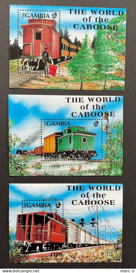 GAMBIA 1991 - NEUF**/MNH - LUXE - Série Complète 3 BLOCS SHEETS Mi BL 126 / 127 / 128 - TRAINS - Gambie (1965-...)