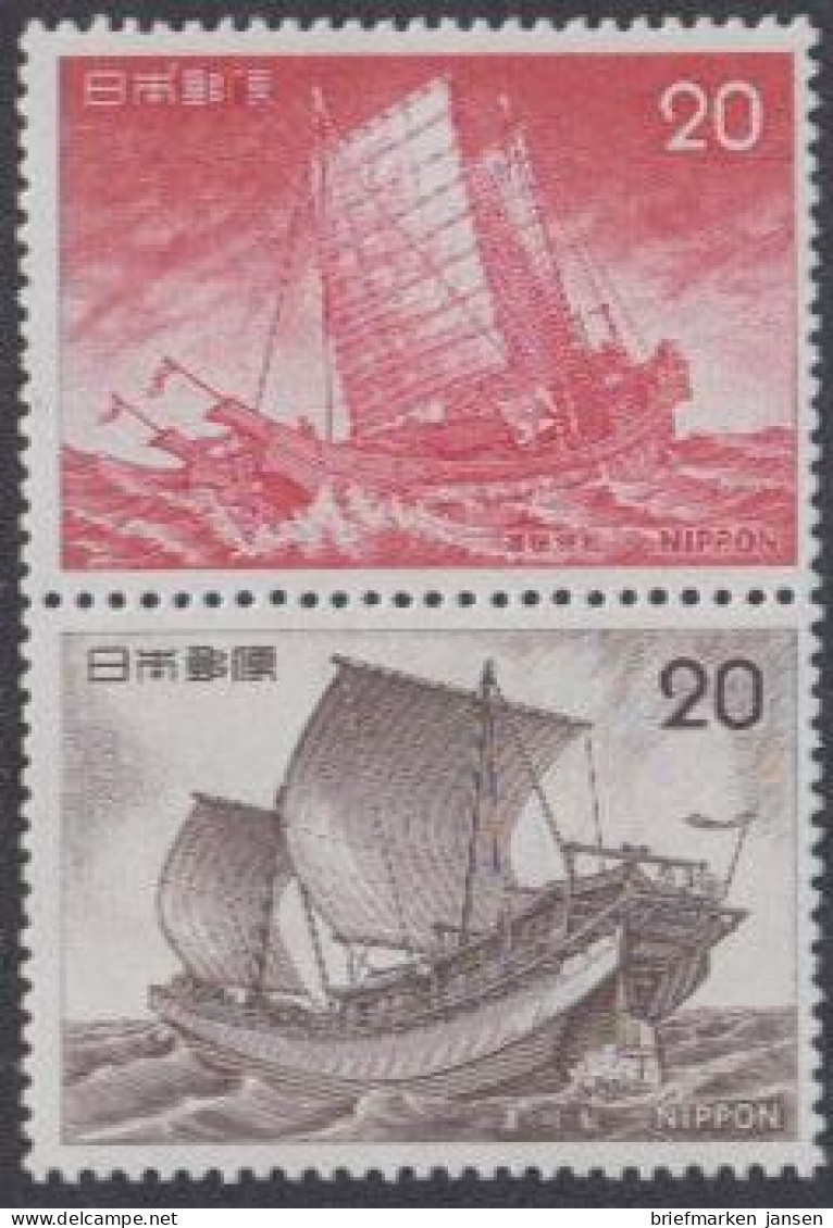 Japan Mi.Nr. Zdr.1265+1264 Segelschiffe (senkrechter Zdr.) - Altri & Non Classificati