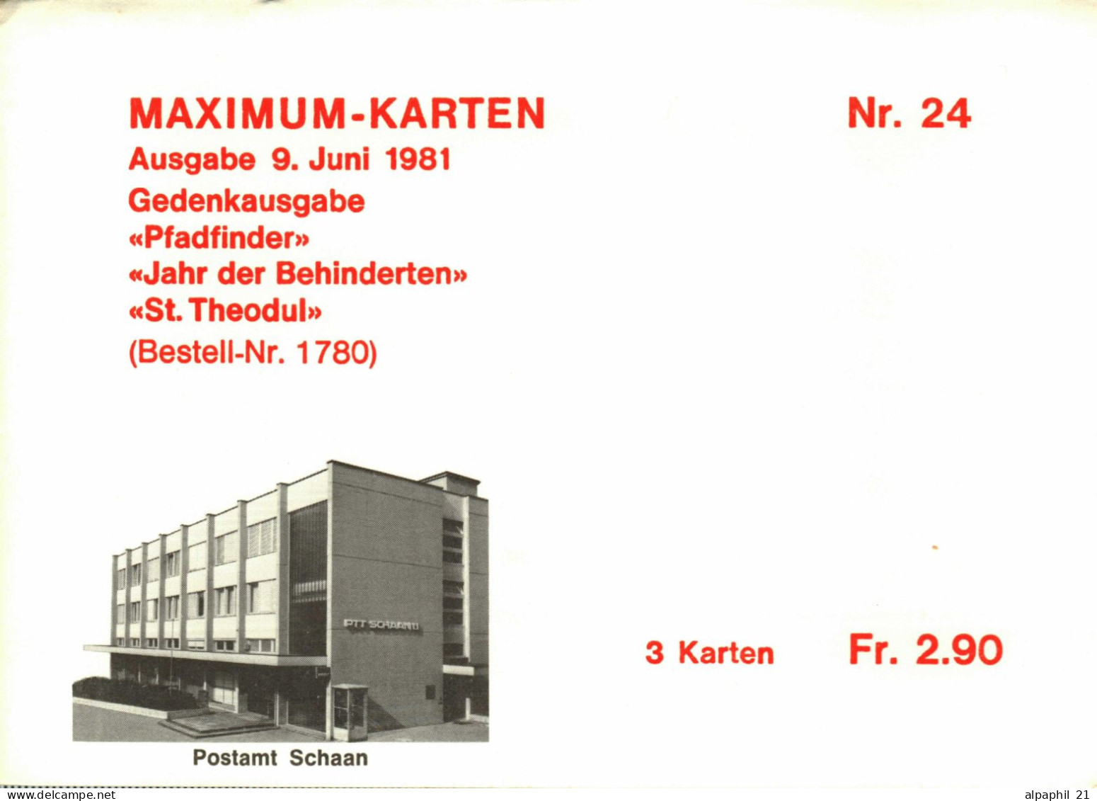 Liechtenstein 1981 Maximum-Karten X3 Nr. 24 - Used Stamps