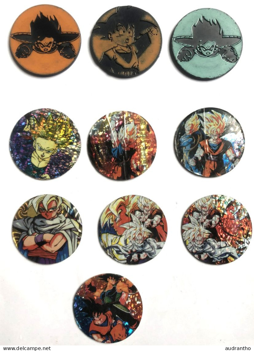 10 Pogs Caps DRAGON BALL Z  Dont 3 En Plastique - Dragonball Z