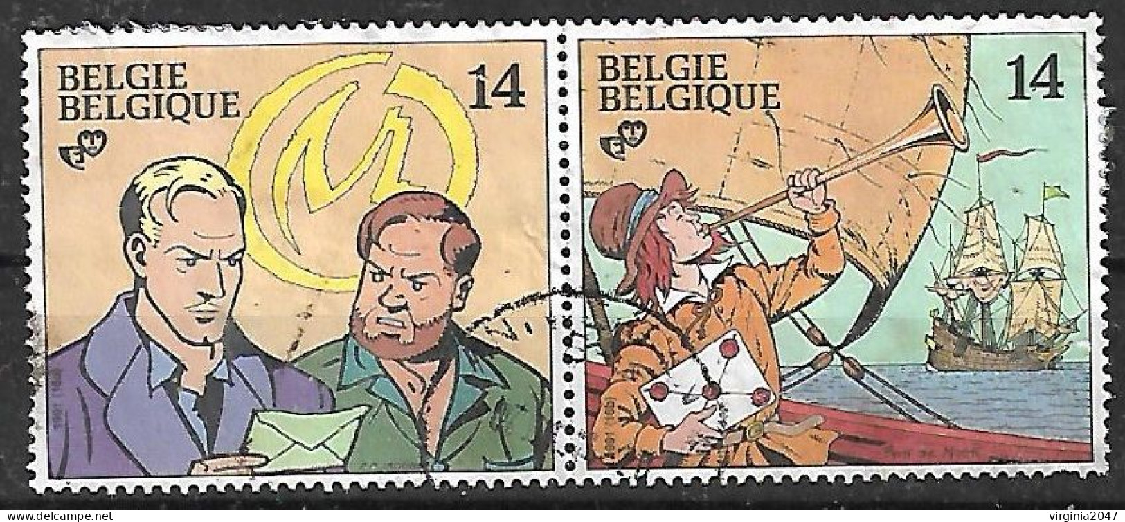 1991 Belgica Dibujos Animados Barco 2v. - Oblitérés