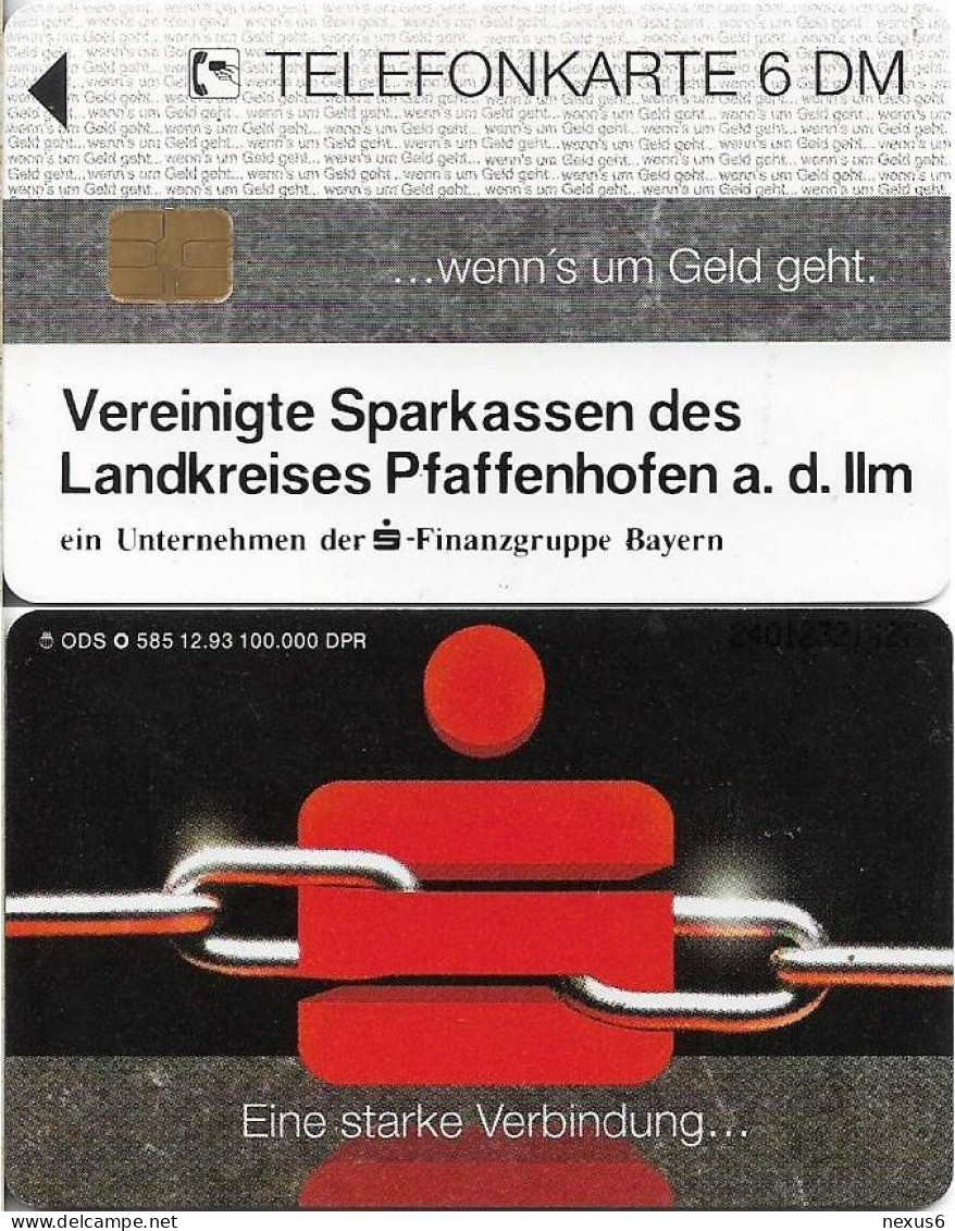 Germany - Sparkasse Chain (Overpint 'Vereinigte Sparkassen Des Landkreises Pfaffenhofen') - O 0585 - 12.1993, 6DM, Used - O-Series: Kundenserie Vom Sammlerservice Ausgeschlossen
