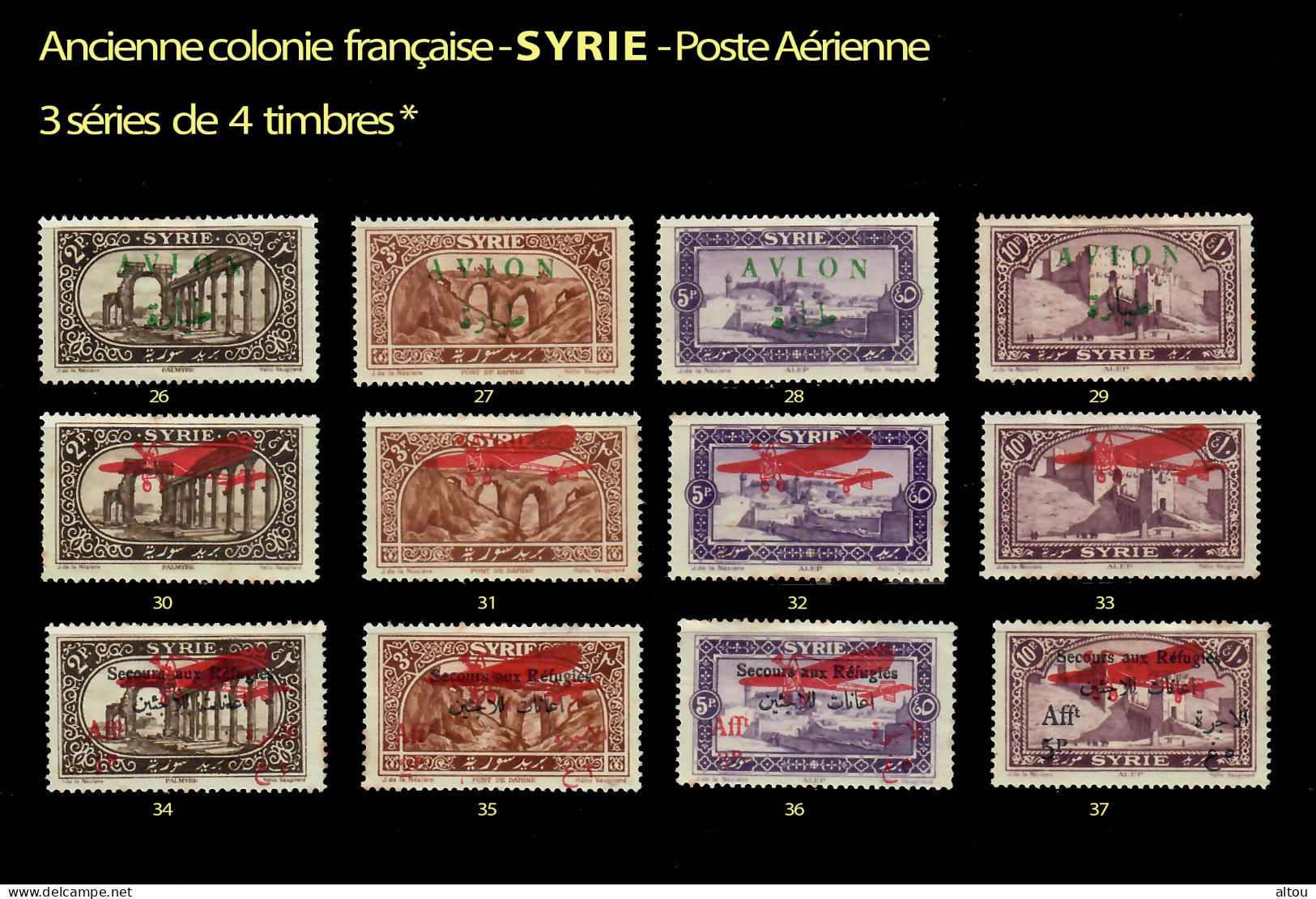 SYRIE - Poste Aérienne Y&T 26-37 * - Siria