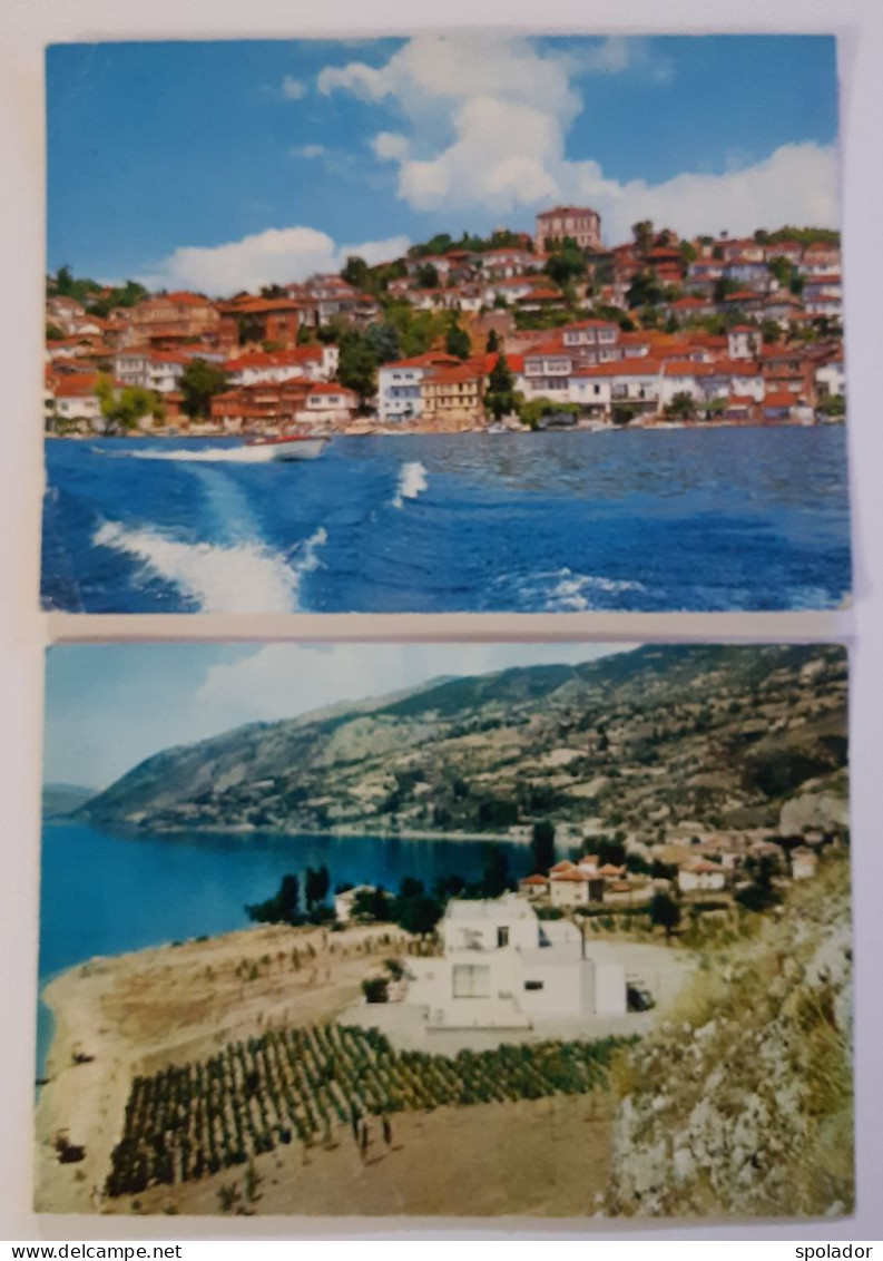 Ex-Yugoslavia-Lot 2Pcs-Vintage Postcard-OHRID-Town In The Republic Of Macedonia-Ohridsko Jezero-used With Stamp 1972 - Yougoslavie