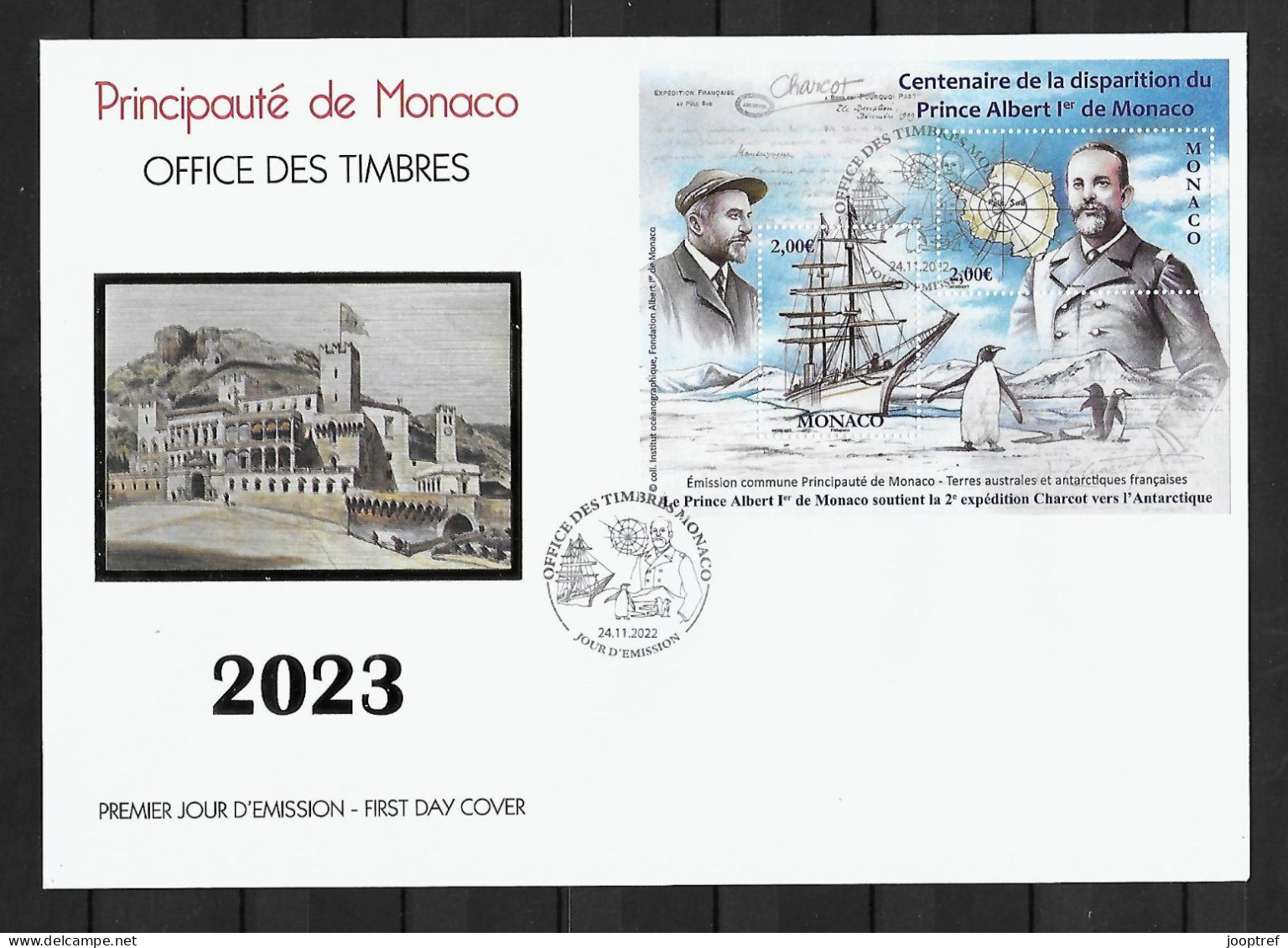 2022 Joint/Commune Monaco And TAAF, OFFICIAL FDC MONACO: Polar Expedition - Emissions Communes