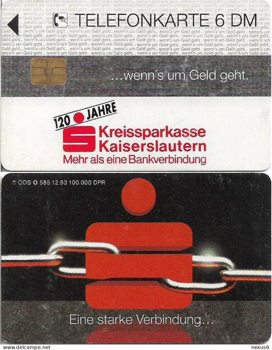 Germany - Sparkasse Chain (Overpint 'Kreissparkasse Kaiserslautern') - O 0585 - 12.1993, 6DM, Used - O-Reeksen : Klantenreeksen