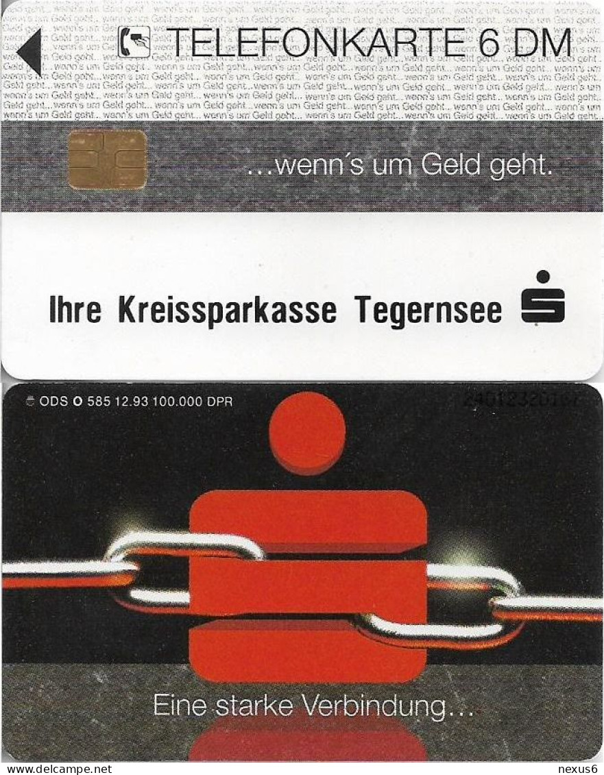 Germany - Sparkasse Chain (Overpint 'Kreissparkasse Tegernsee') - O 0585 - 12.1993, 6DM, Used - O-Series: Kundenserie Vom Sammlerservice Ausgeschlossen