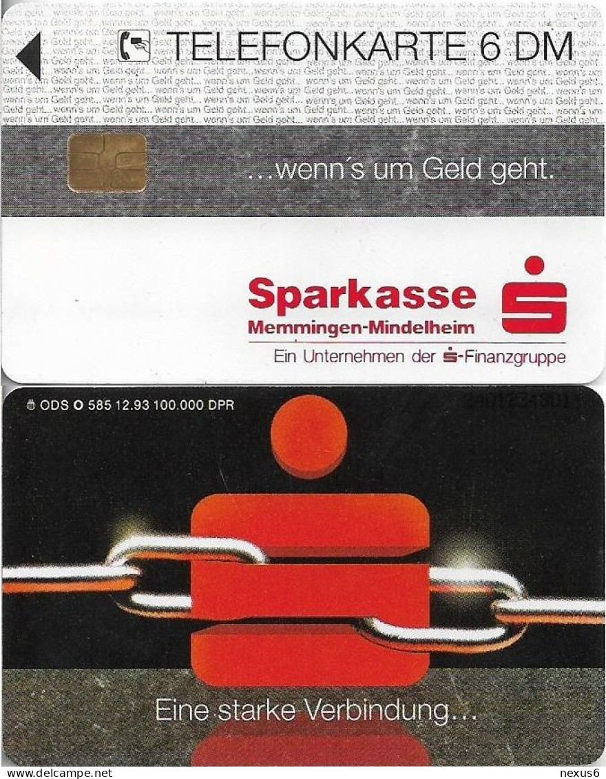 Germany - Sparkasse Chain (Overpint 'Memmingen-Mindelheim') - O 0585 - 12.1993, 6DM, Used - O-Reeksen : Klantenreeksen