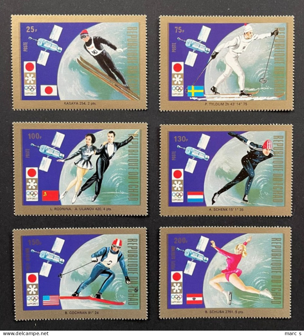 TCHAD 1972 - NEUF**/MNH - Série Complète Mi 557 / 562 - YT 261 / 264 + PA 122 / 123 - JEUX OLYMPIQUES SAPPORO - Tsjaad (1960-...)