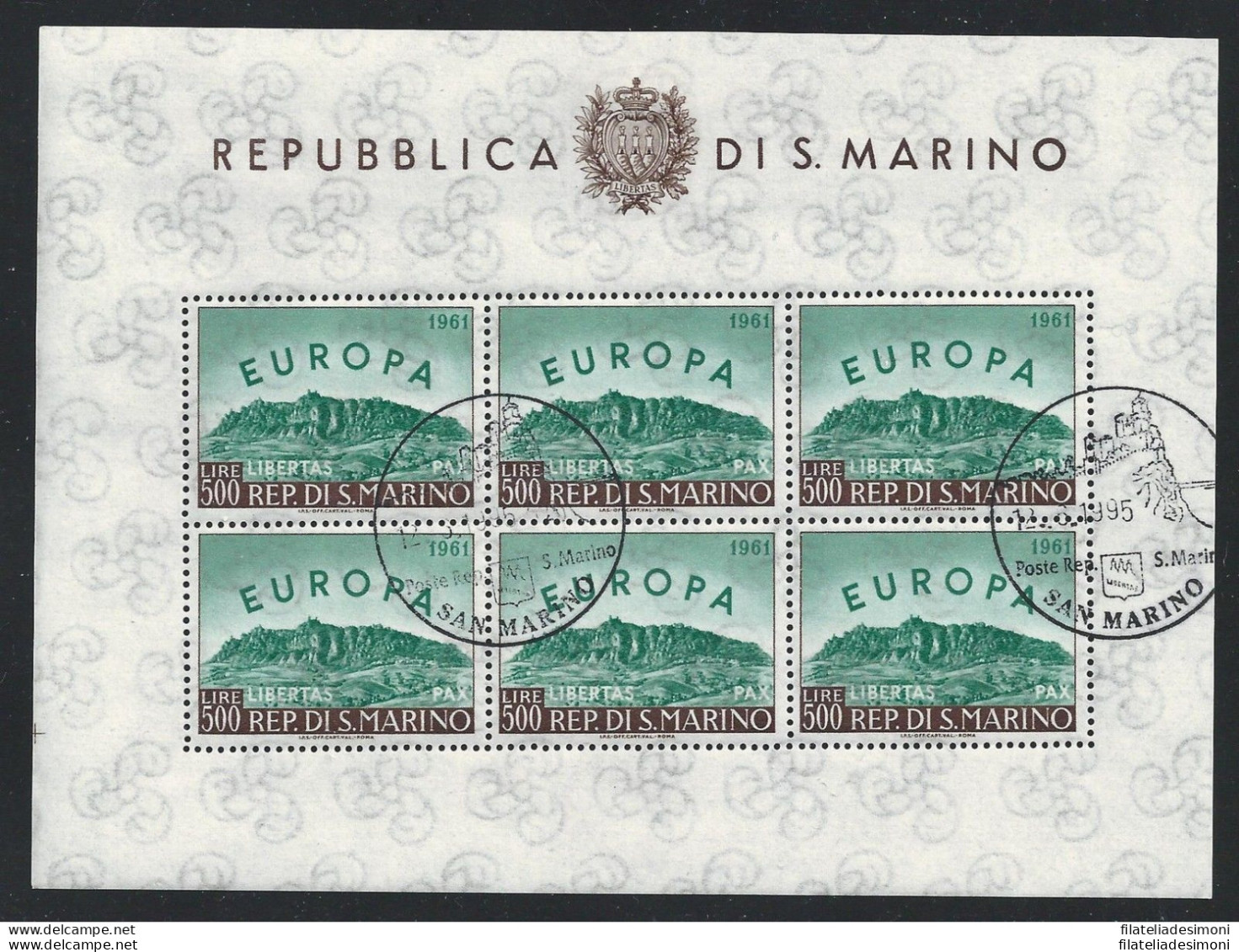 1961 SAN MARINO, BF N° 23 Europa 61 USATO - Blocchi & Foglietti