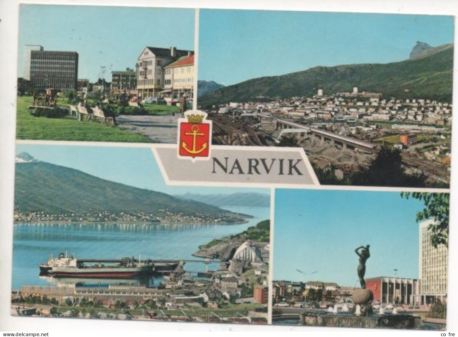 Norvège N°445A Sur Carte Postale Multivues De Narvik - Cartas & Documentos