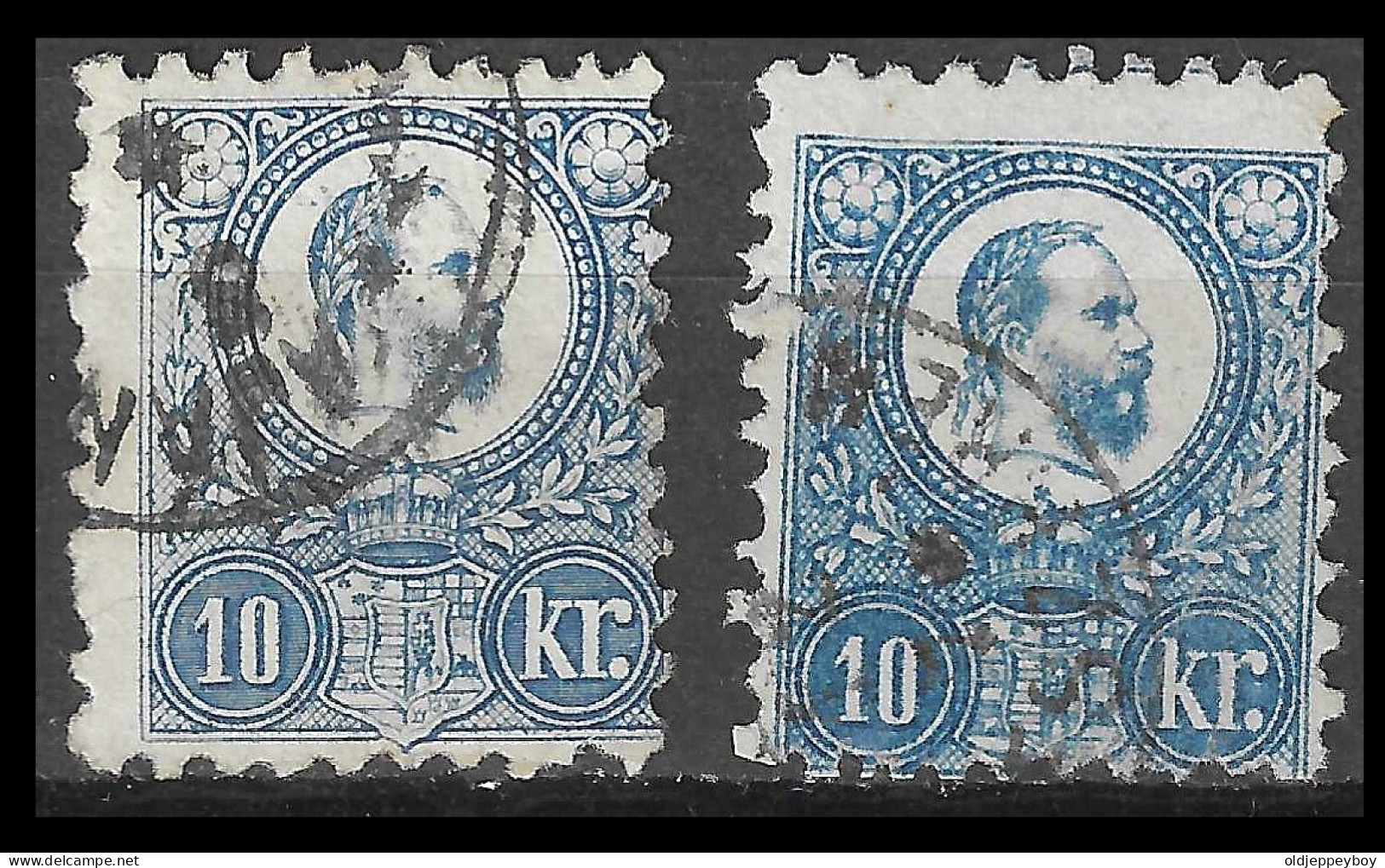 HONGRIE - HUNGARY - UNGARN / 1871 10 Kr. Engraved, 2 Examples With Good Perforations Used. Michel 11 - Usati