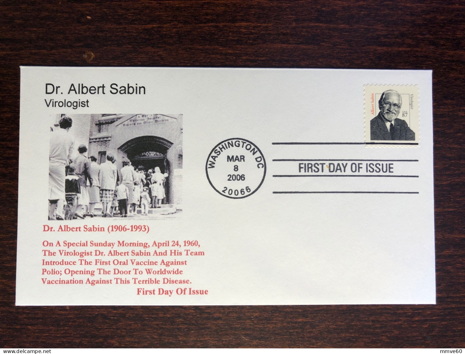 USA FDC COVER 2006 YEAR DOCTOR SABIN VIROLOGIST POLIO HEALTH MEDICINE STAMPS - 2001-2010
