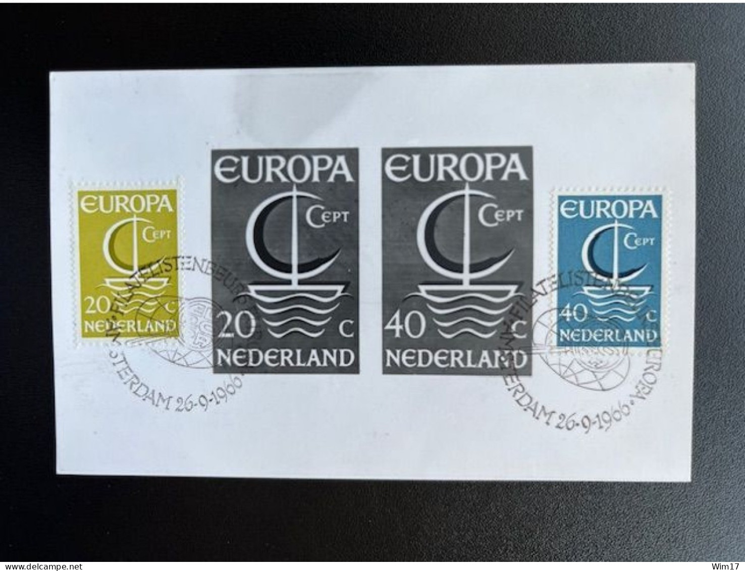 NETHERLANDS 1966 EUROPA CEPT MAXIMUM CARD NEDERLAND - Cartoline Maximum