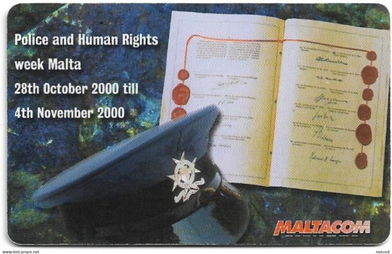 Malta - Maltacom - Human Rights European Convention, 11.2000, 95U, 15.000ex, Used - Malte