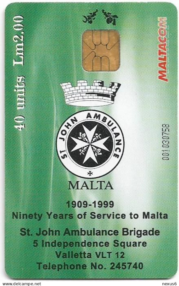 Malta - Maltacom - St. John Ambulance Brigade 90th. Anniv. - 08.1999, 40U, 10.000ex, Used - Malta