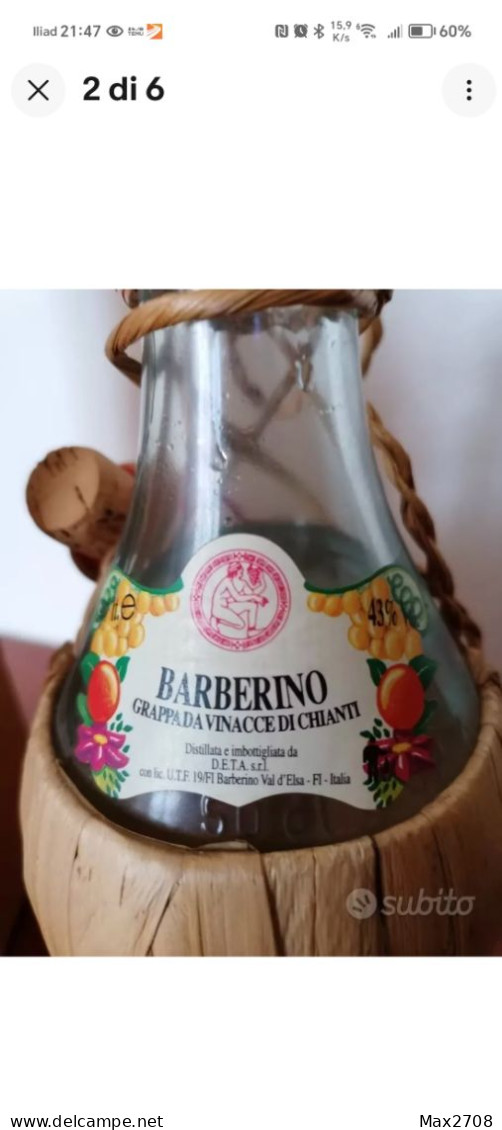 Barberino Grappa Da Vinacce Di Chianti Anni 80 - Alcoolici