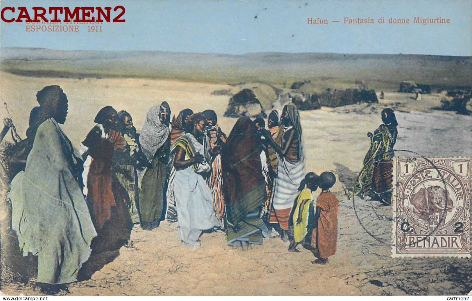 SOMALI SOMALIA ITALIANA ESPOSIZIONE 1911 HAFUN FANTASIA DI DONNE MIGURTI ETHNOLGIE ETHNIC BENADIR AFRIQUE AFRICA - Somalie